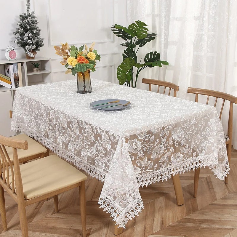 Bluejw Polyester PC Digital Embroidery Nordic Style Home Decoration Rectangle Lace Floral Patterns Tablecloths Runner - Image 2